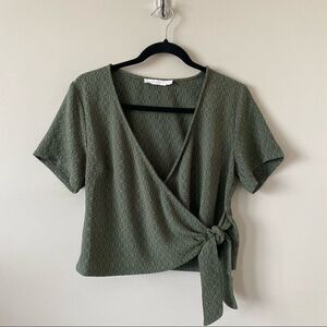 Lush-wrap Texture Print Short Sleeve Top